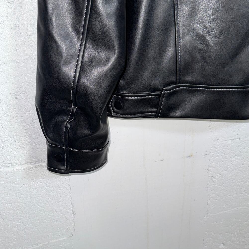 Mode of One Men's Faux-Leather Trucker Jacket, Deep Black small, $100 - Picture 7 of 9